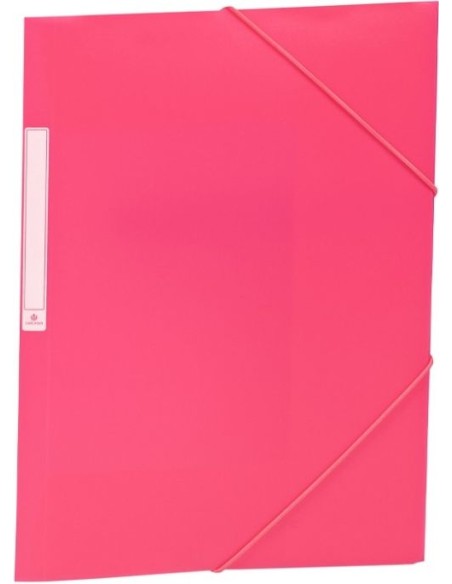 Paq 10 carpetas fº gomas solapas pp translucido rosa